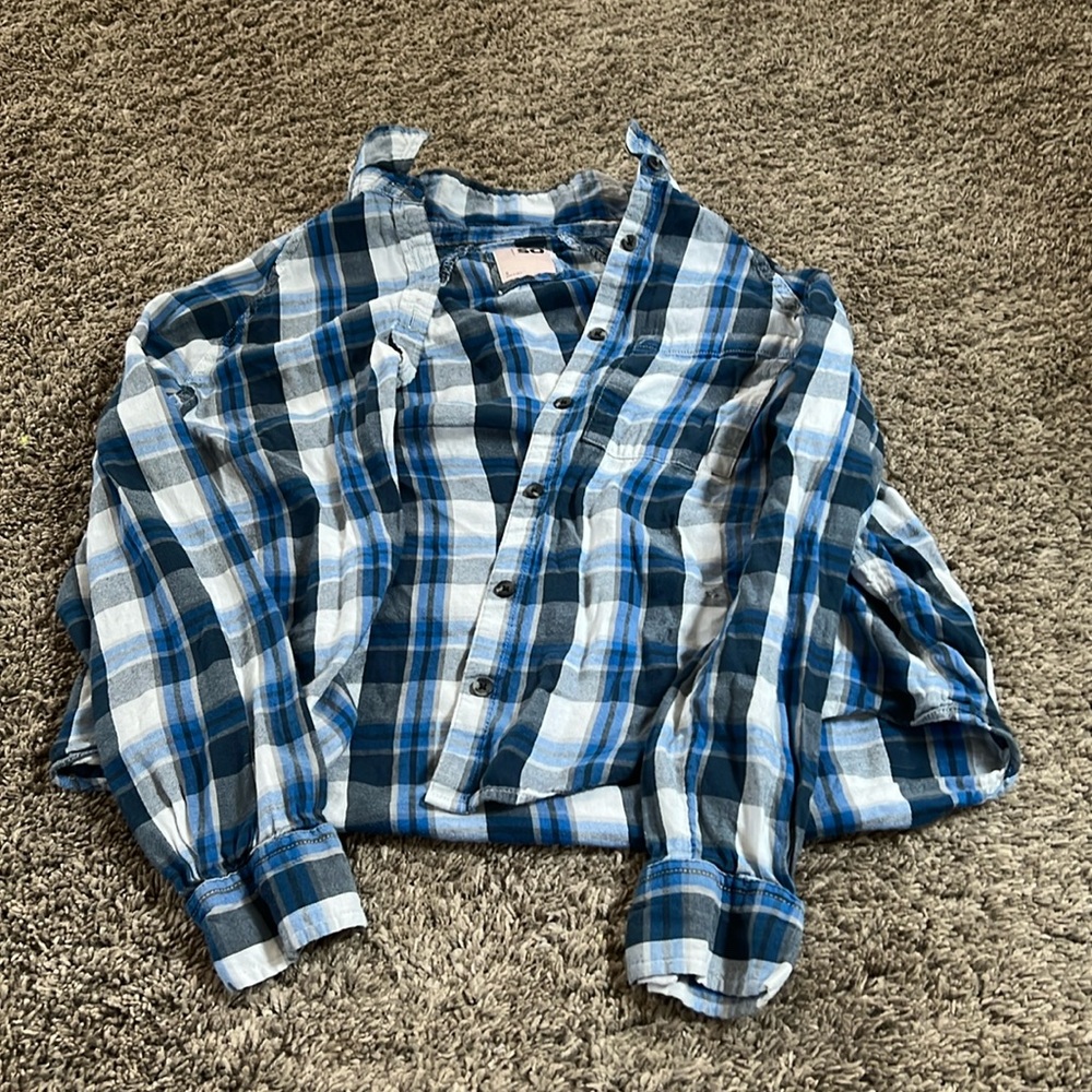 Brand SO size small blue and white light weight flannel